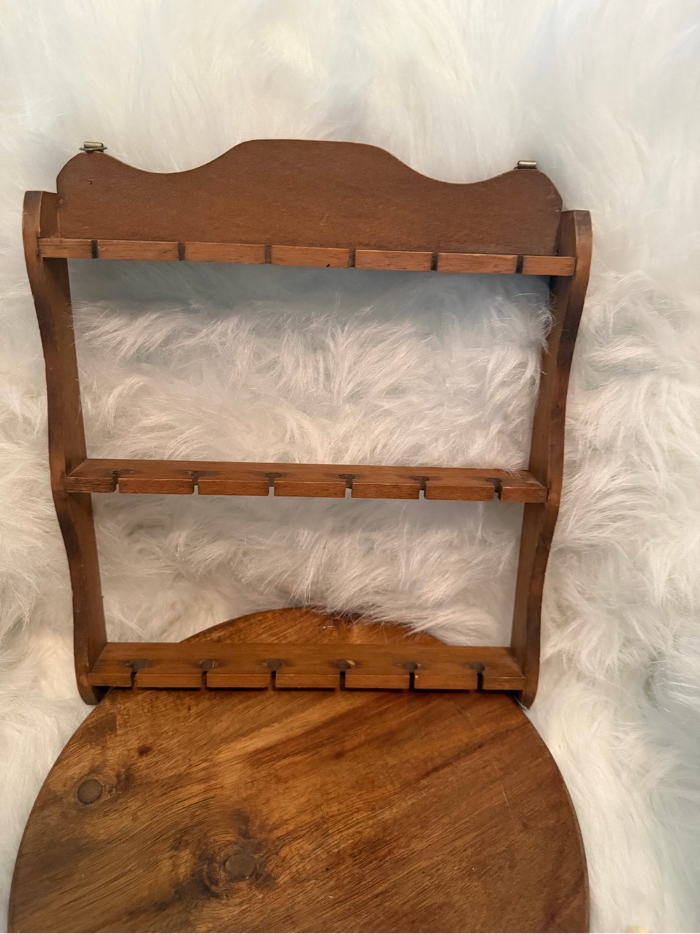Vintage Wooden Wall Rack Spoon Shelf in Brown - Classic Home Wall Decor